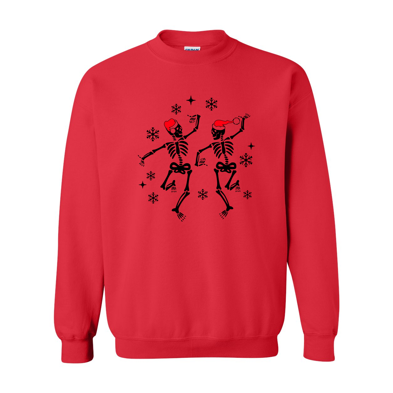 A cozy Christmas Dancing Skeleton Sweatshirt featuring a playful skeleton design, perfect for festive occasions.