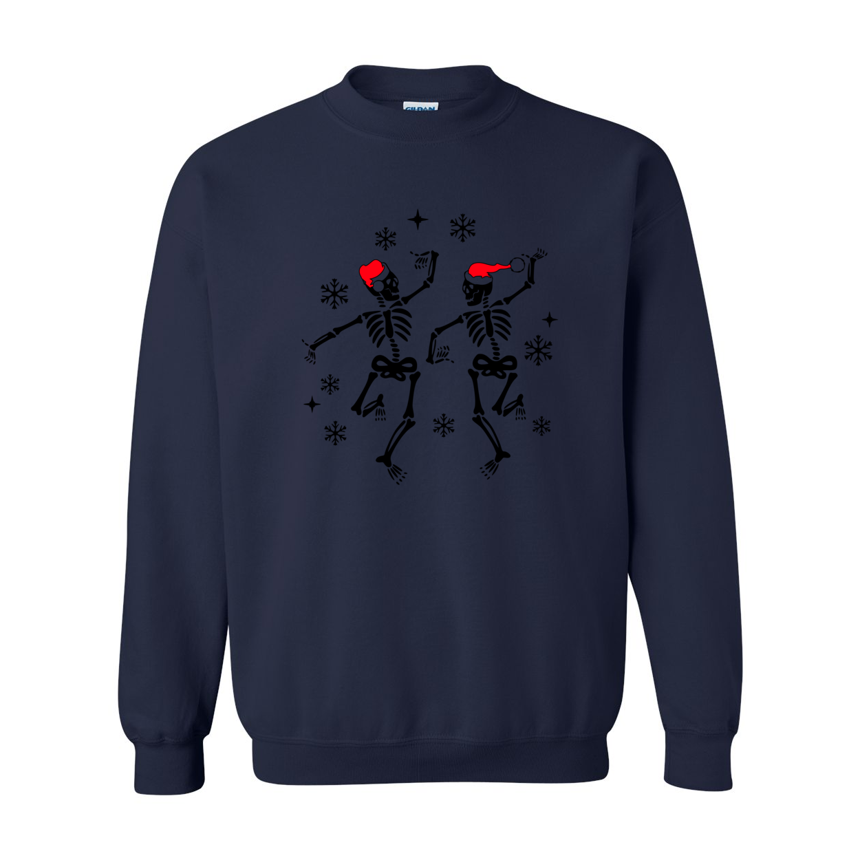 A cozy Christmas Dancing Skeleton Sweatshirt featuring a playful skeleton design, perfect for festive occasions.