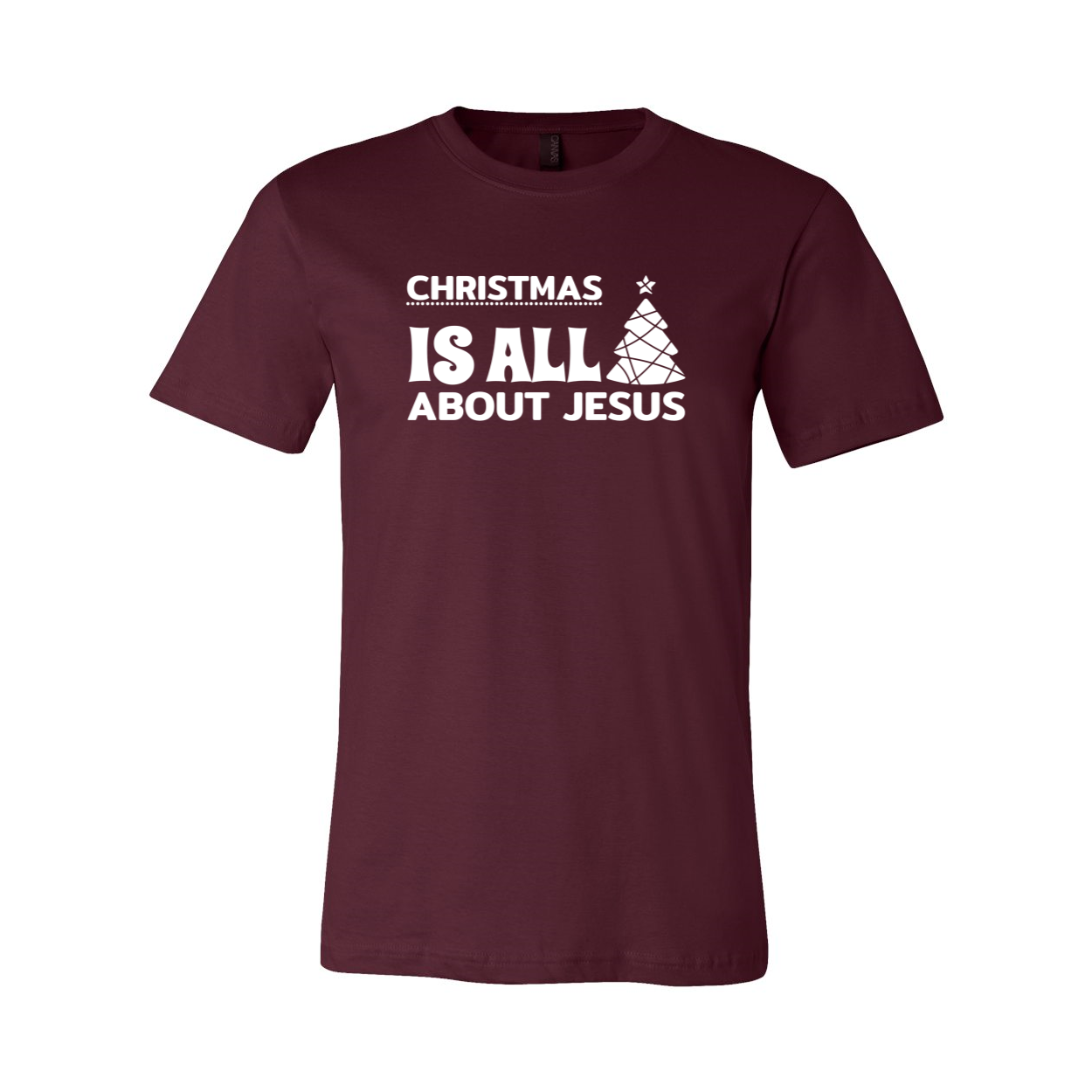 Unisex Christmas Is All About Jesus shirt in various colors, showcasing a comfortable fit and high-quality print.
