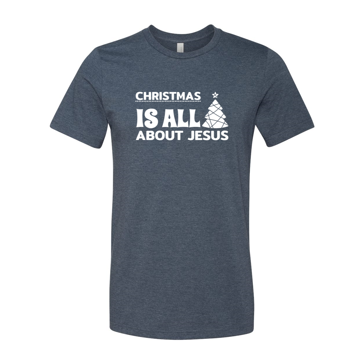 Unisex Christmas Is All About Jesus shirt in various colors, showcasing a comfortable fit and high-quality print.
