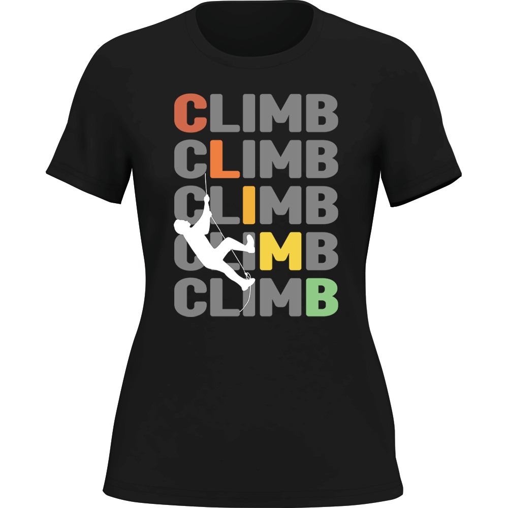 Climbbbbb T-Shirt for Women, featuring a stylish design in soft, comfortable 100% Ringspun Cotton, perfect for casual wear.