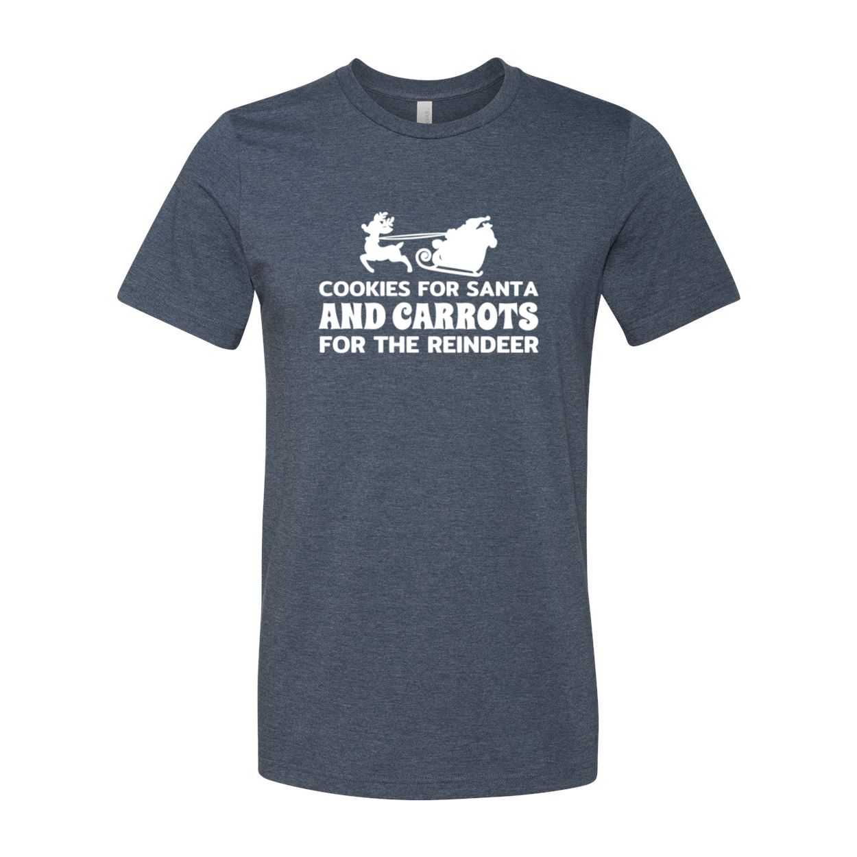 A festive unisex T-shirt featuring a playful design with cookies and carrots, perfect for holiday celebrations.