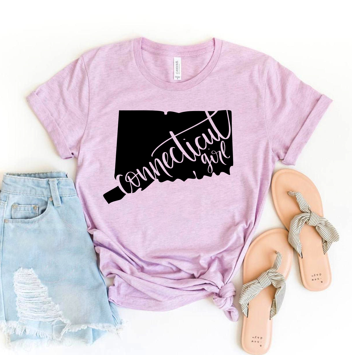 Connecticut Girl T-shirt made of premium ring spun cotton with vibrant flex print design.