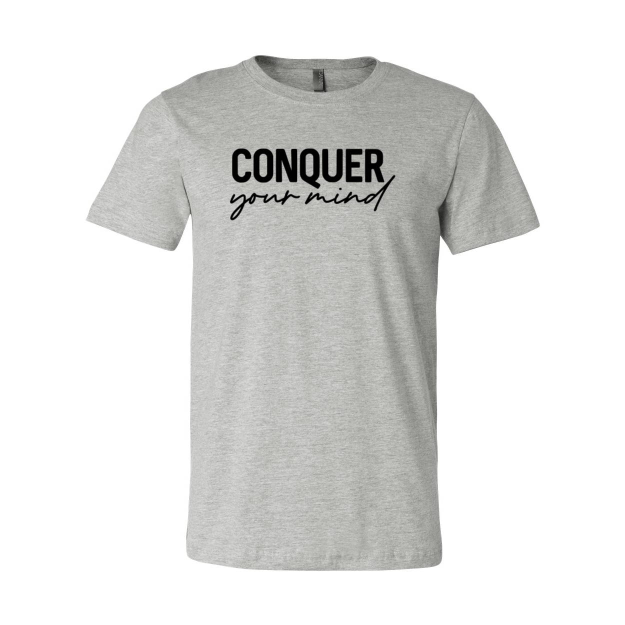 A stylish unisex Conquer Your Mind Shirt made from soft ring spun cotton, available in multiple colors and sizes.
