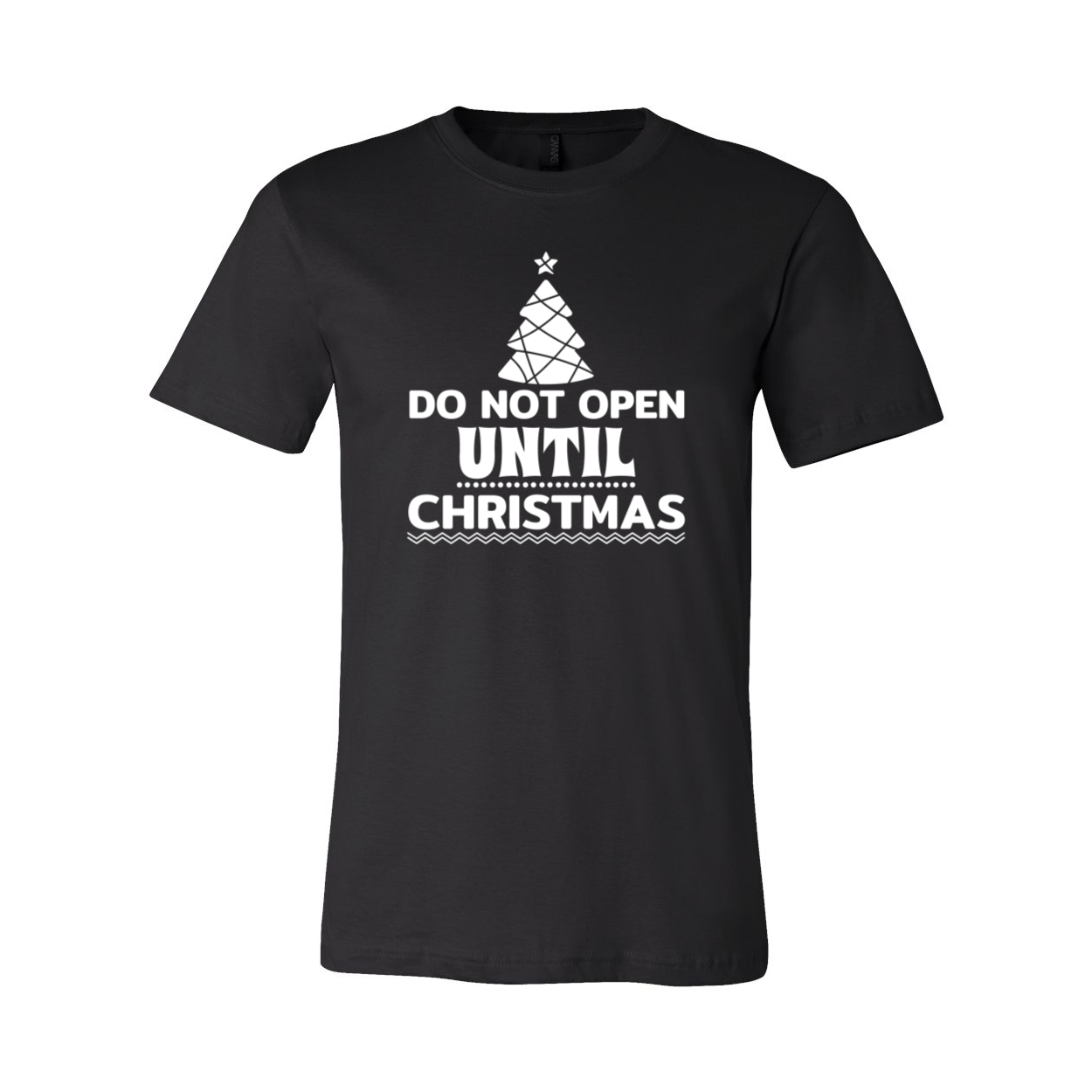 Unisex Do Not Open Until Christmas Shirt in various colors, showcasing a festive design perfect for holiday celebrations.