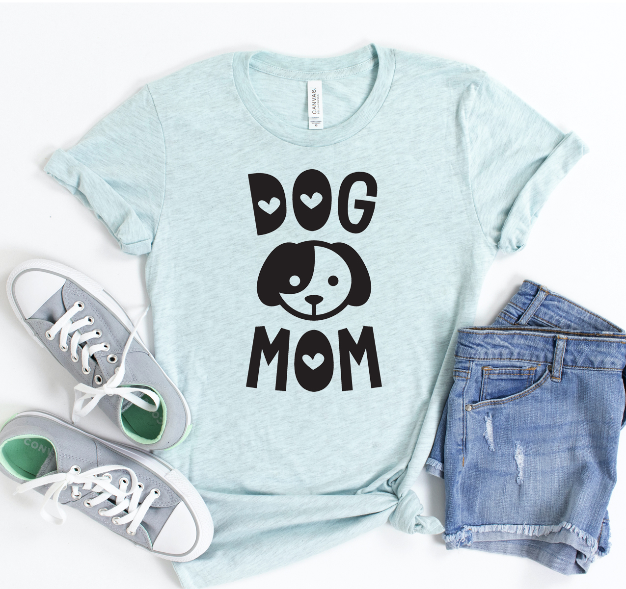A stylish Dog Mom T-shirt made from soft, high-quality cotton, featuring a trendy design perfect for dog lovers.