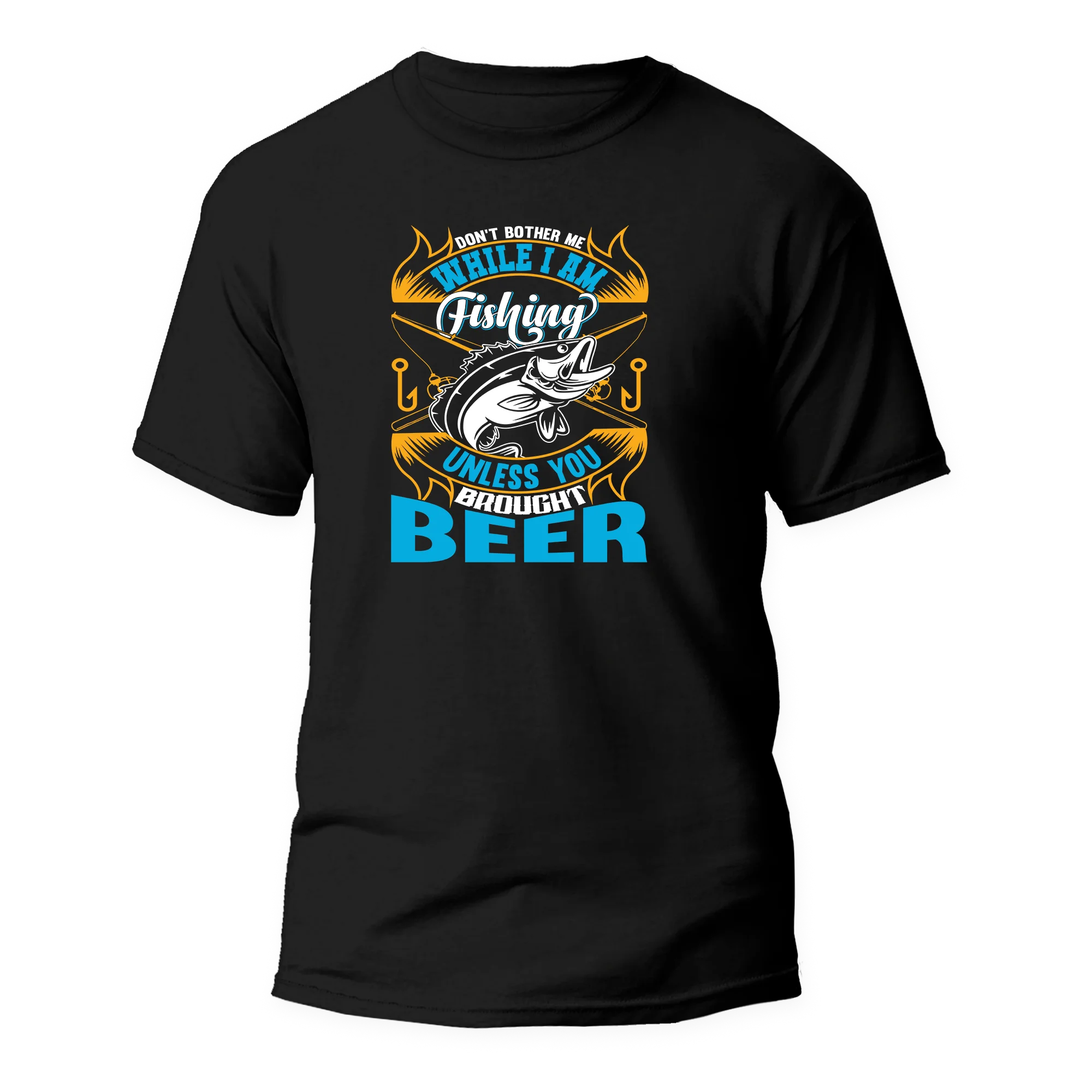 A comfortable Don't Bother Me While I'm Fishing Man T-Shirt featuring a humorous fishing-themed design, perfect for outdoor enthusiasts.