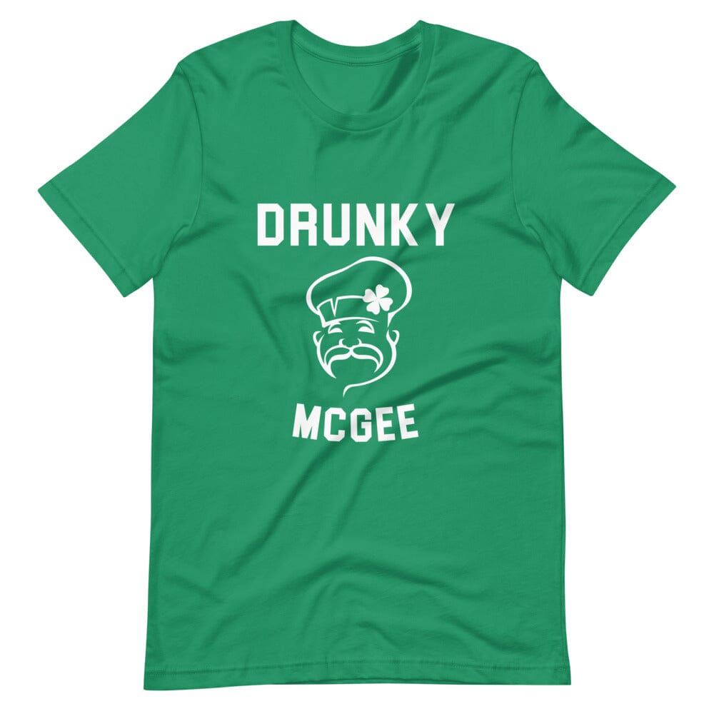 Drunky Mcgee Tee featuring a fun design, made from soft Ringspun Cotton, suitable for both men and women.