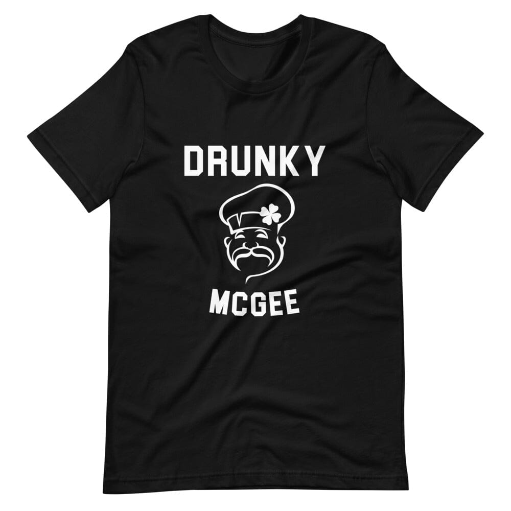 Drunky Mcgee Tee featuring a fun design, made from soft Ringspun Cotton, suitable for both men and women.