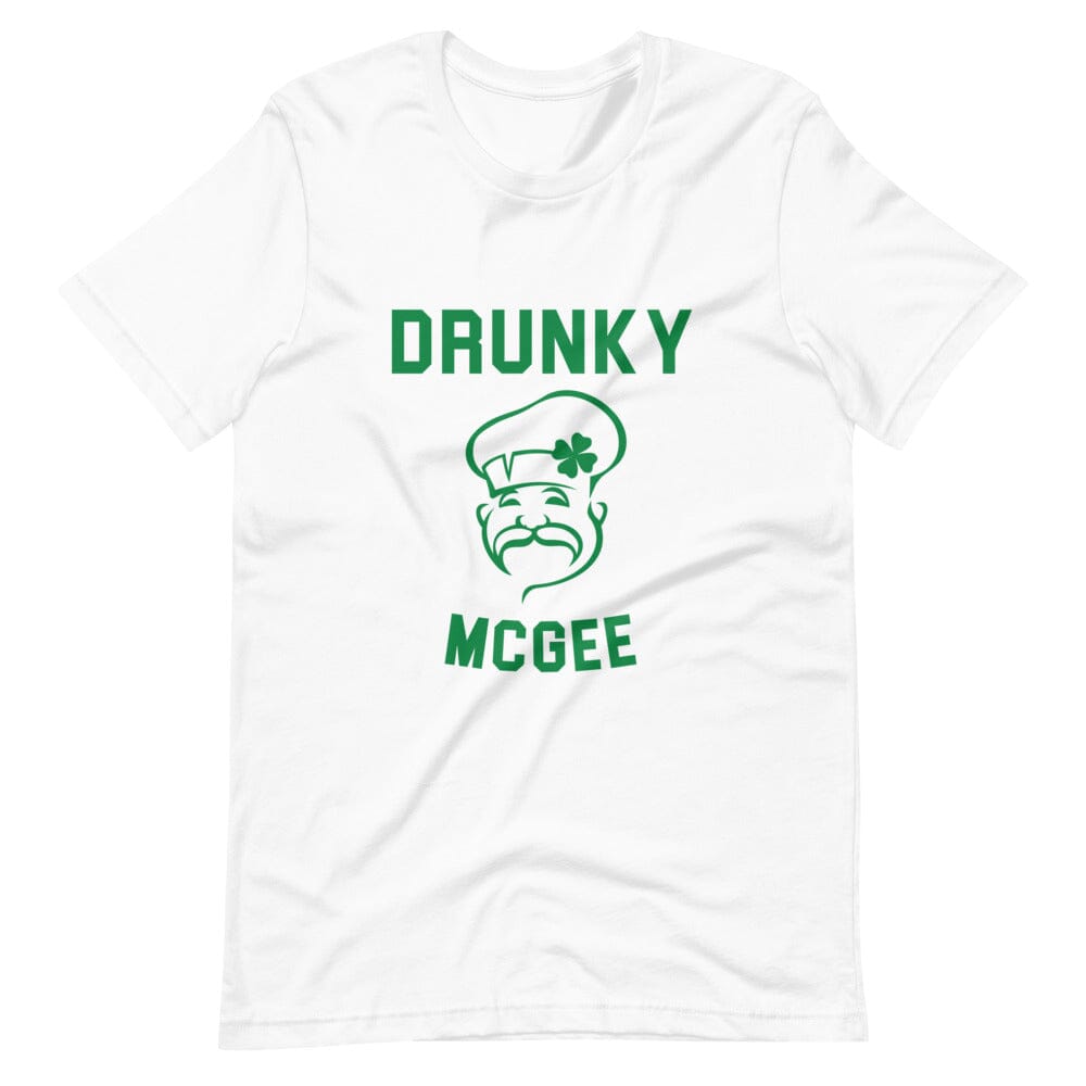 Drunky Mcgee Tee featuring a fun design, made from soft Ringspun Cotton, suitable for both men and women.
