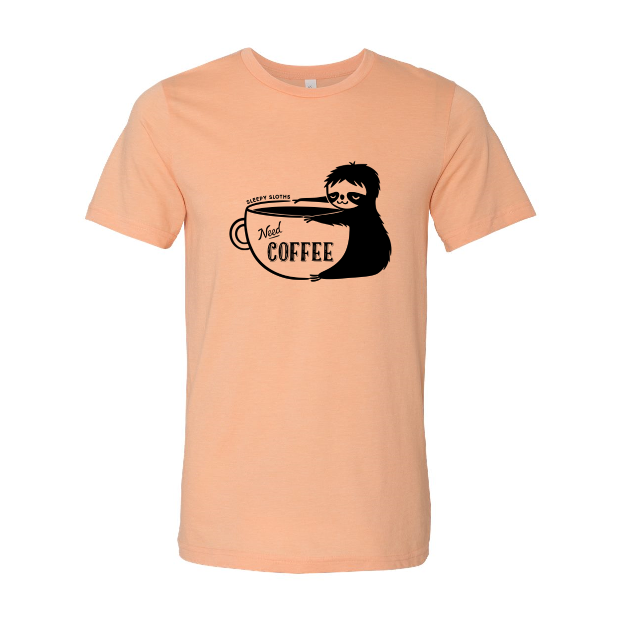 DT0167 Sleepy Sloth Need Coffee Shirt in various colors, showcasing its soft fabric and fun design.