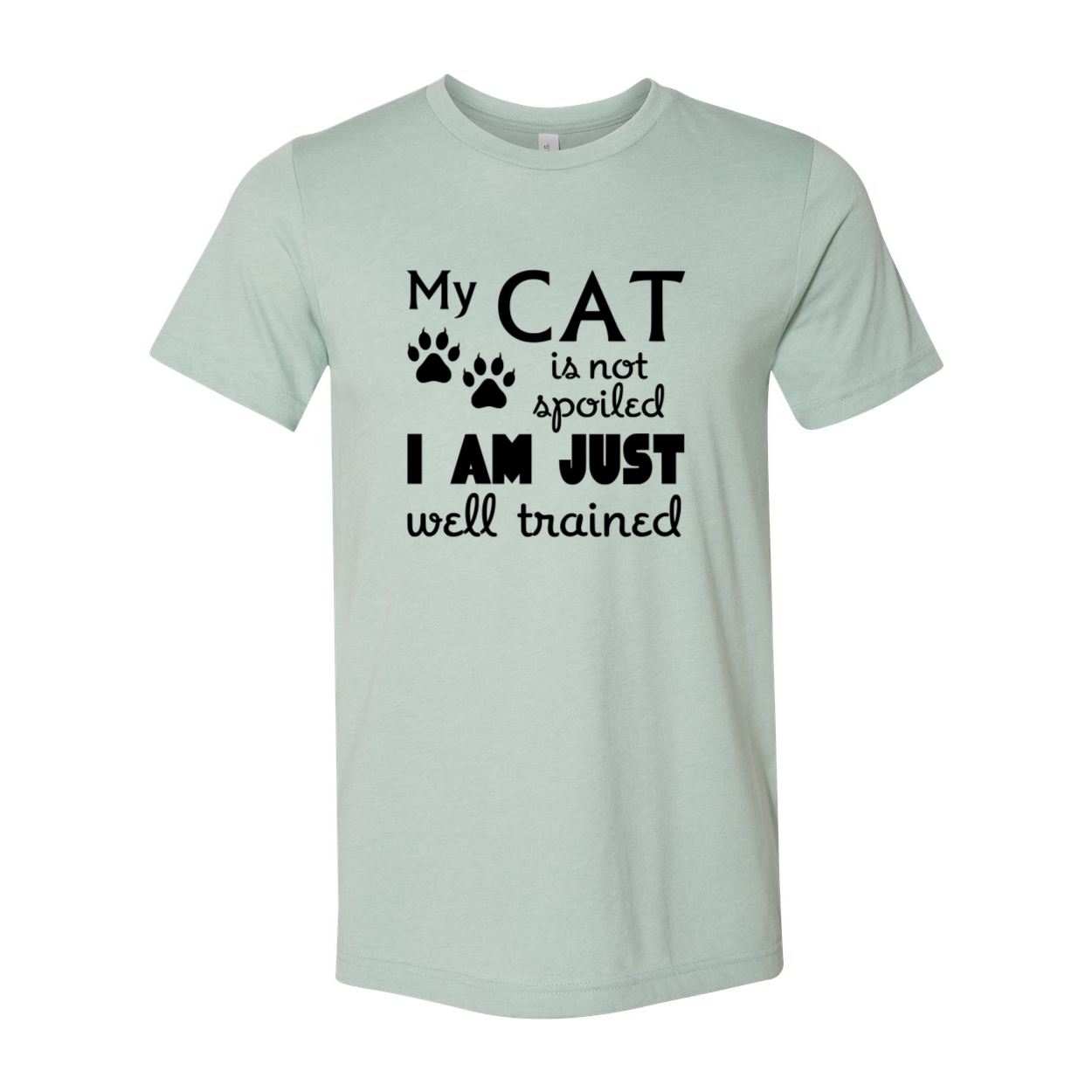 DT0175 My Cat Is Not Spoiled Shirt in various colors, showcasing a comfortable unisex design made from soft ring spun cotton.