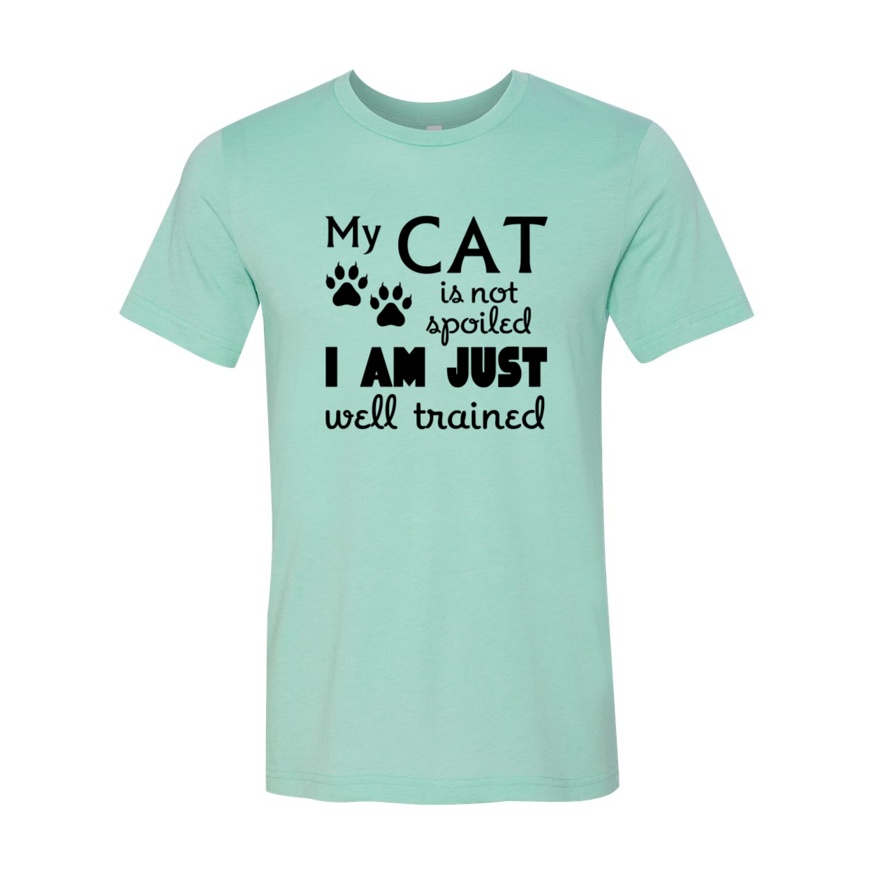 DT0175 My Cat Is Not Spoiled Shirt in various colors, showcasing a comfortable unisex design made from soft ring spun cotton.