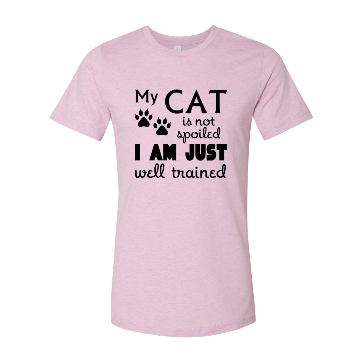 DT0175 My Cat Is Not Spoiled Shirt in various colors, showcasing a comfortable unisex design made from soft ring spun cotton.