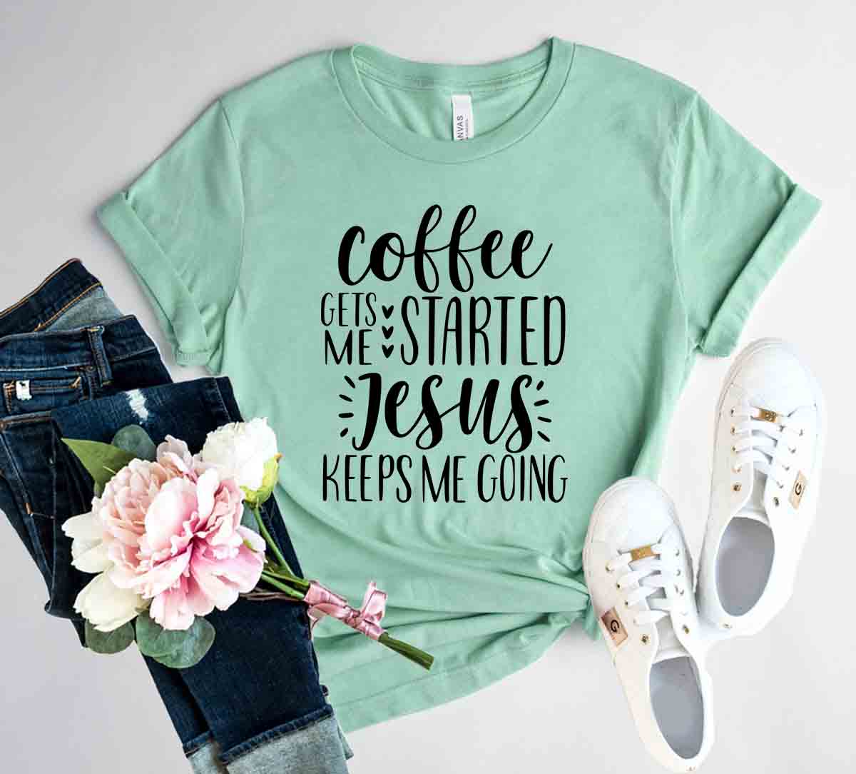 DT0222 Coffee Gets Started Shirt in various colors, showcasing its comfortable fit and stylish design.