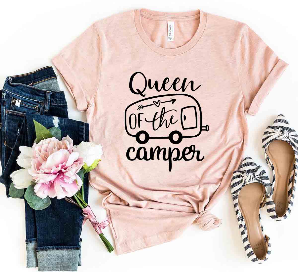 DT0224 Queen Of The Camper Shirt in various colors, showcasing its soft fabric and unisex design.