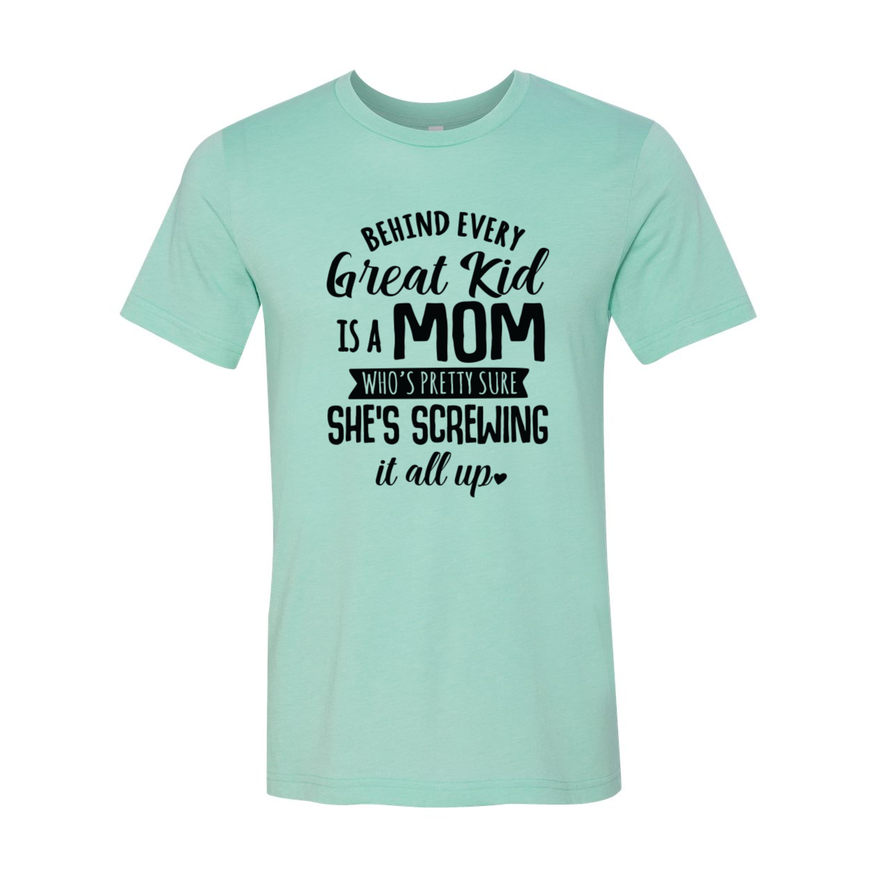 DT0283 Behind Every Great Kid Is A Mom Shirt in various colors, showcasing its soft fabric and stylish design.