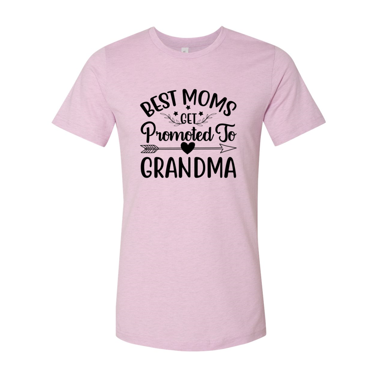 Unisex T-shirt featuring the phrase 'Best Moms Get Promoted To Grandma' in a stylish design, available in multiple colors.