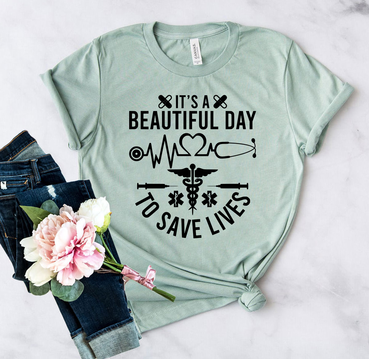 DT0842 It's A Beautiful Day To Save Lives Unisex T-shirt in various colors, showcasing its soft fabric and stylish design.
