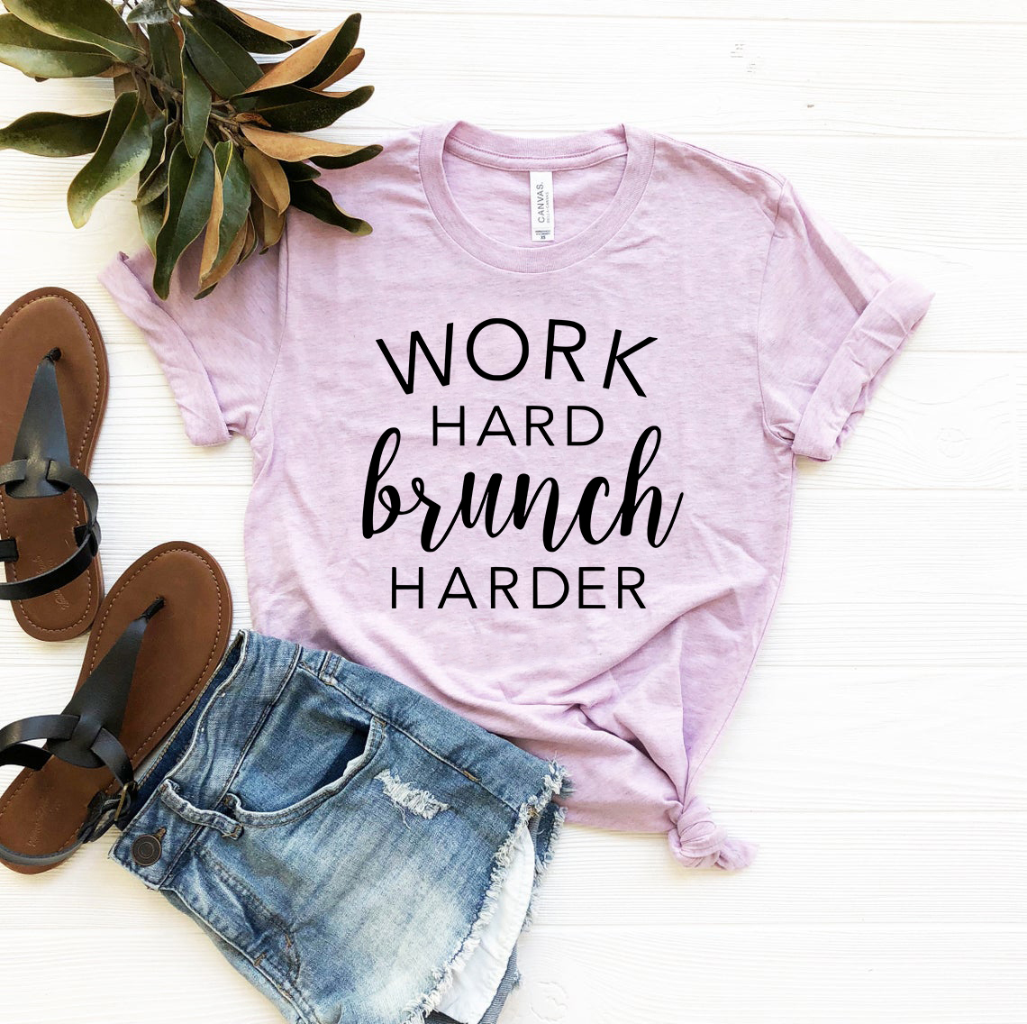 DT0886 Work Hard Brunch Harder unisex T-shirt in various colors, showcasing its comfortable fabric and stylish design.