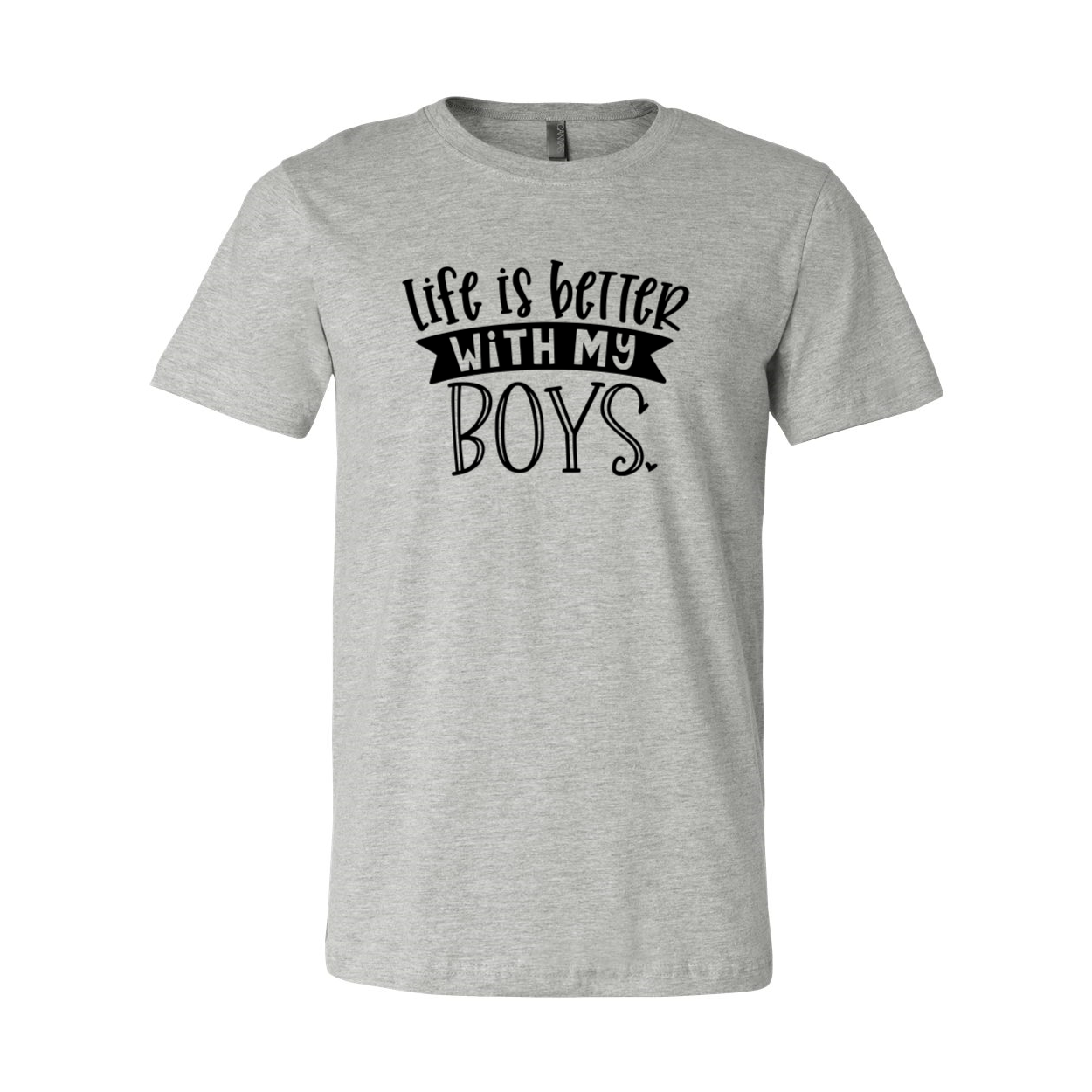DT1005 Unisex T-shirt featuring 'Life is better with my boys' print, available in multiple colors and sizes.