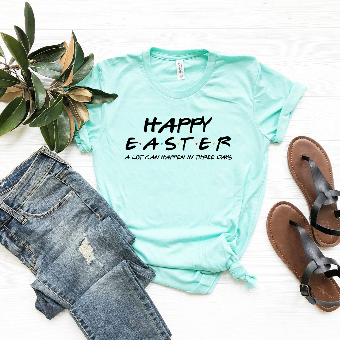 EAS003 Happy Easter unisex T-shirt in various colors, showcasing its soft fabric and stylish design, perfect for celebrating Easter.