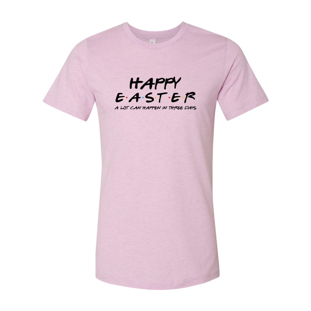 EAS003 Happy Easter unisex T-shirt in various colors, showcasing its soft fabric and stylish design, perfect for celebrating Easter.