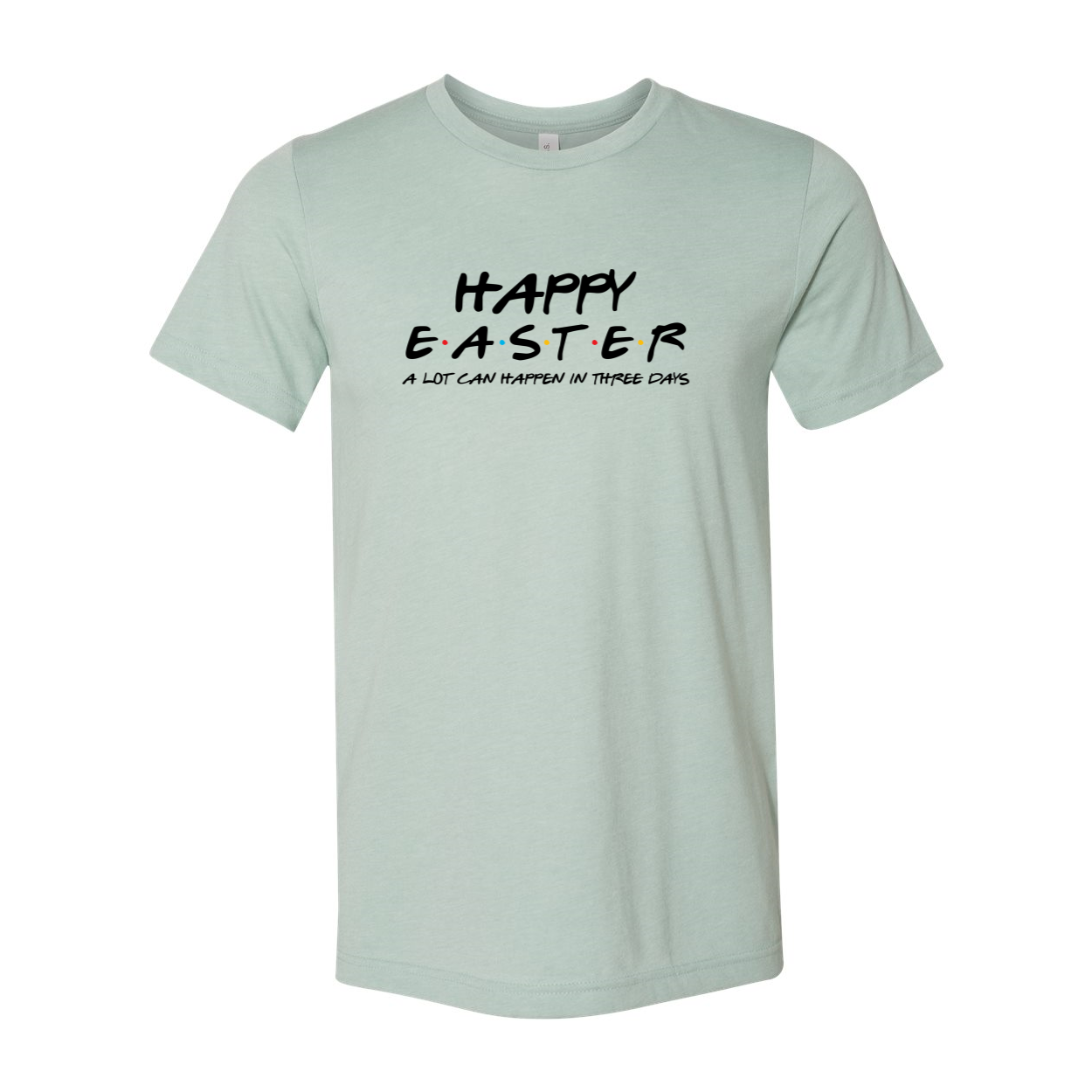 EAS003 Happy Easter unisex T-shirt in various colors, showcasing its soft fabric and stylish design, perfect for celebrating Easter.
