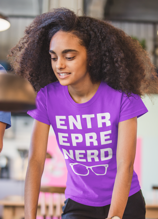Entrepre Nerd Women T-shirt made from soft ringspun cotton, featuring a stylish design suitable for casual wear.