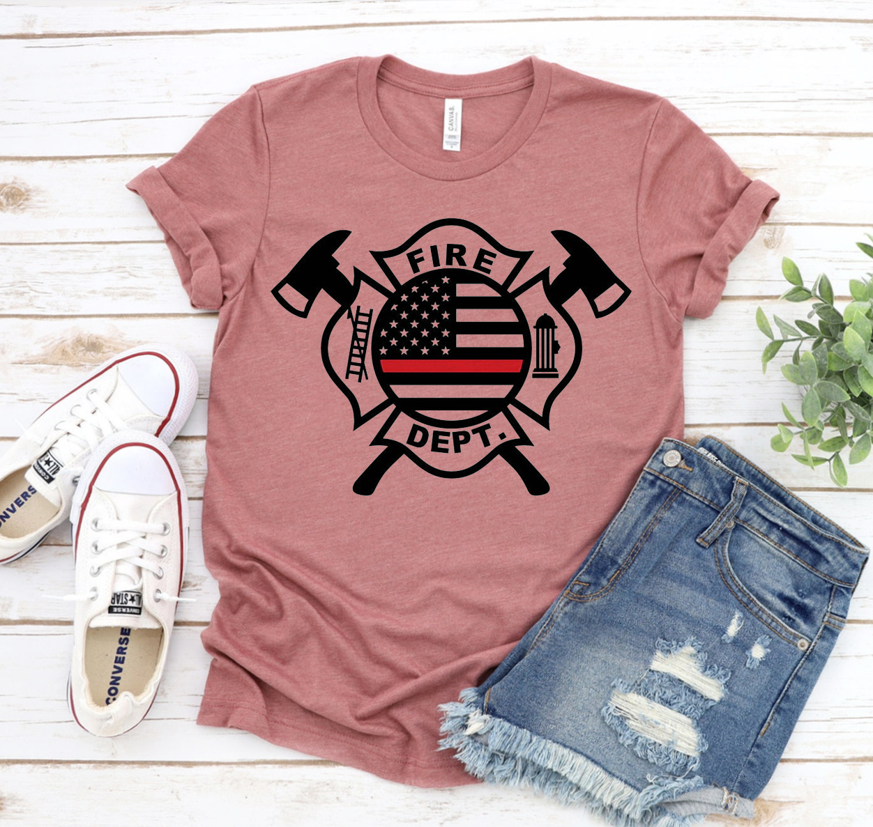 A classic unisex Firefighter T-shirt made from soft airlume cotton, featuring a comfortable fit and available in various sizes.