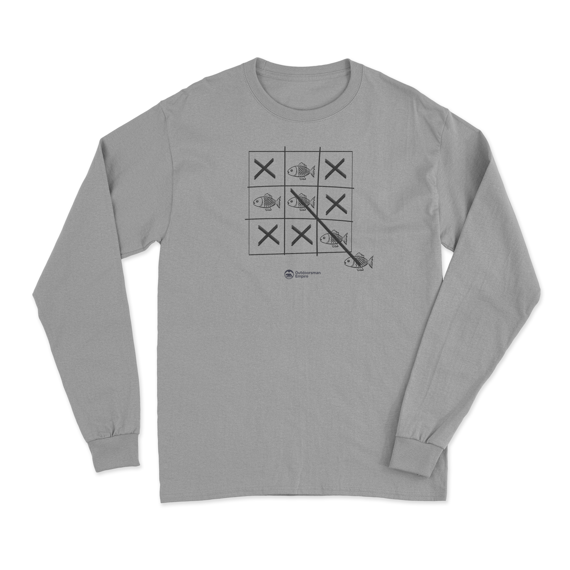 Fish Tick Tack Toe Men Long Sleeve Shirt featuring a unique design and classic midweight fabric, perfect for casual and formal occasions.