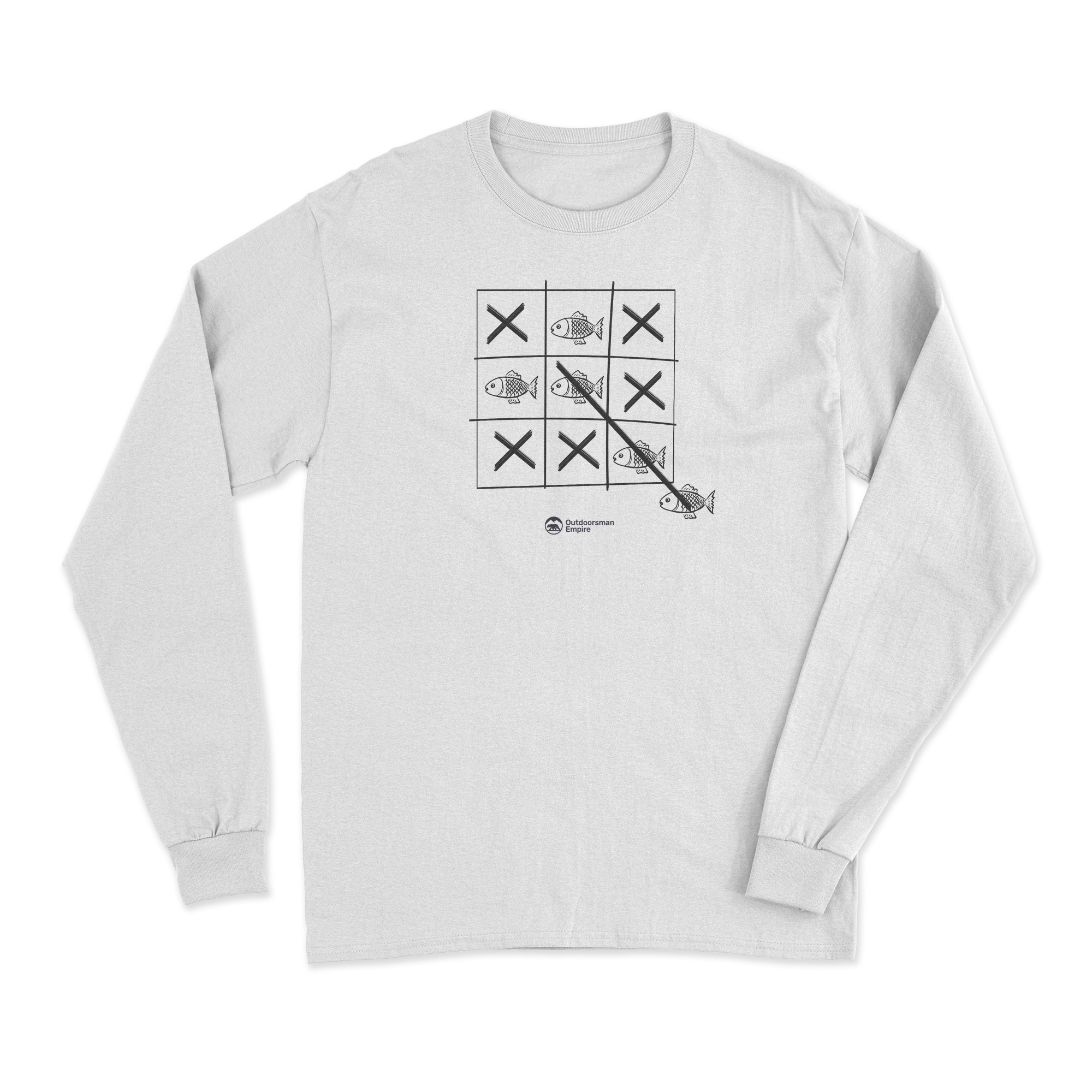 Fish Tick Tack Toe Men Long Sleeve Shirt featuring a unique design and classic midweight fabric, perfect for casual and formal occasions.