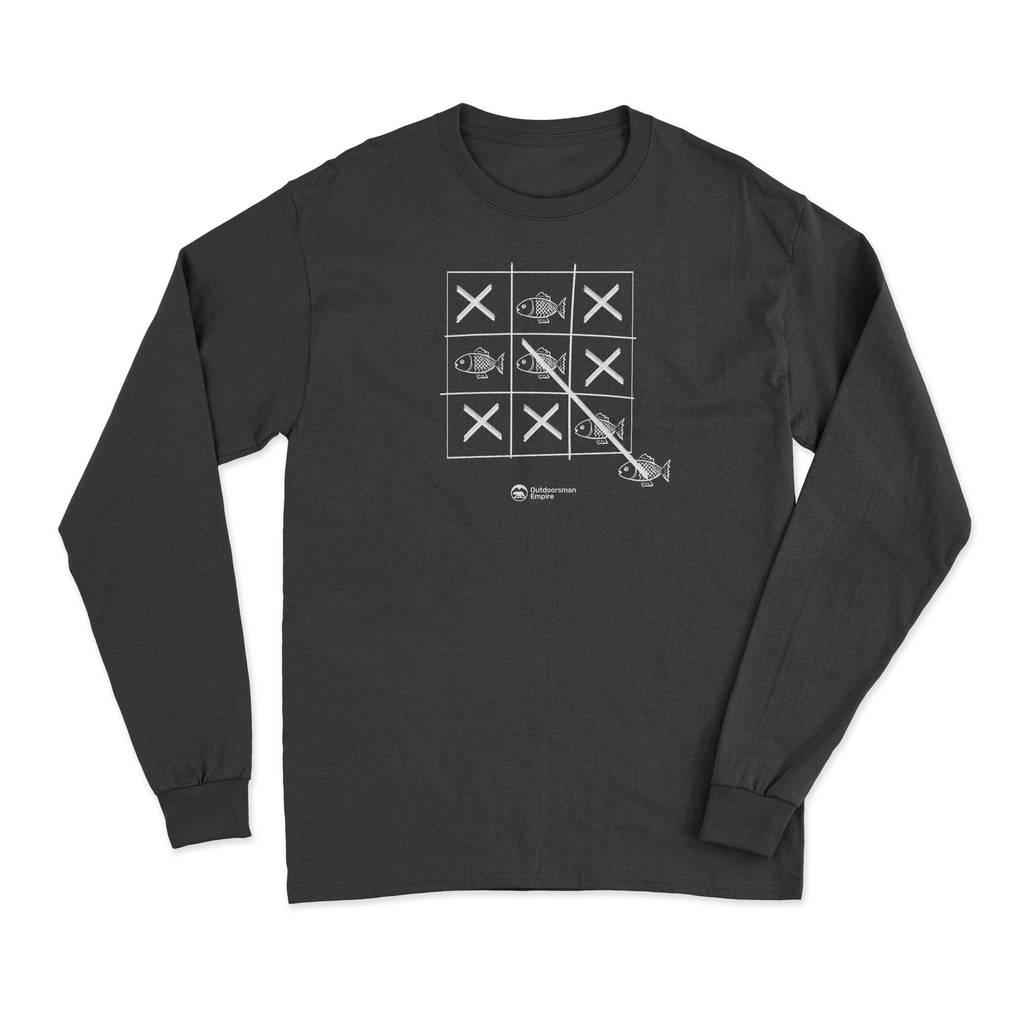 Fish Tick Tack Toe Men Long Sleeve Shirt featuring a unique design and classic midweight fabric, perfect for casual and formal occasions.