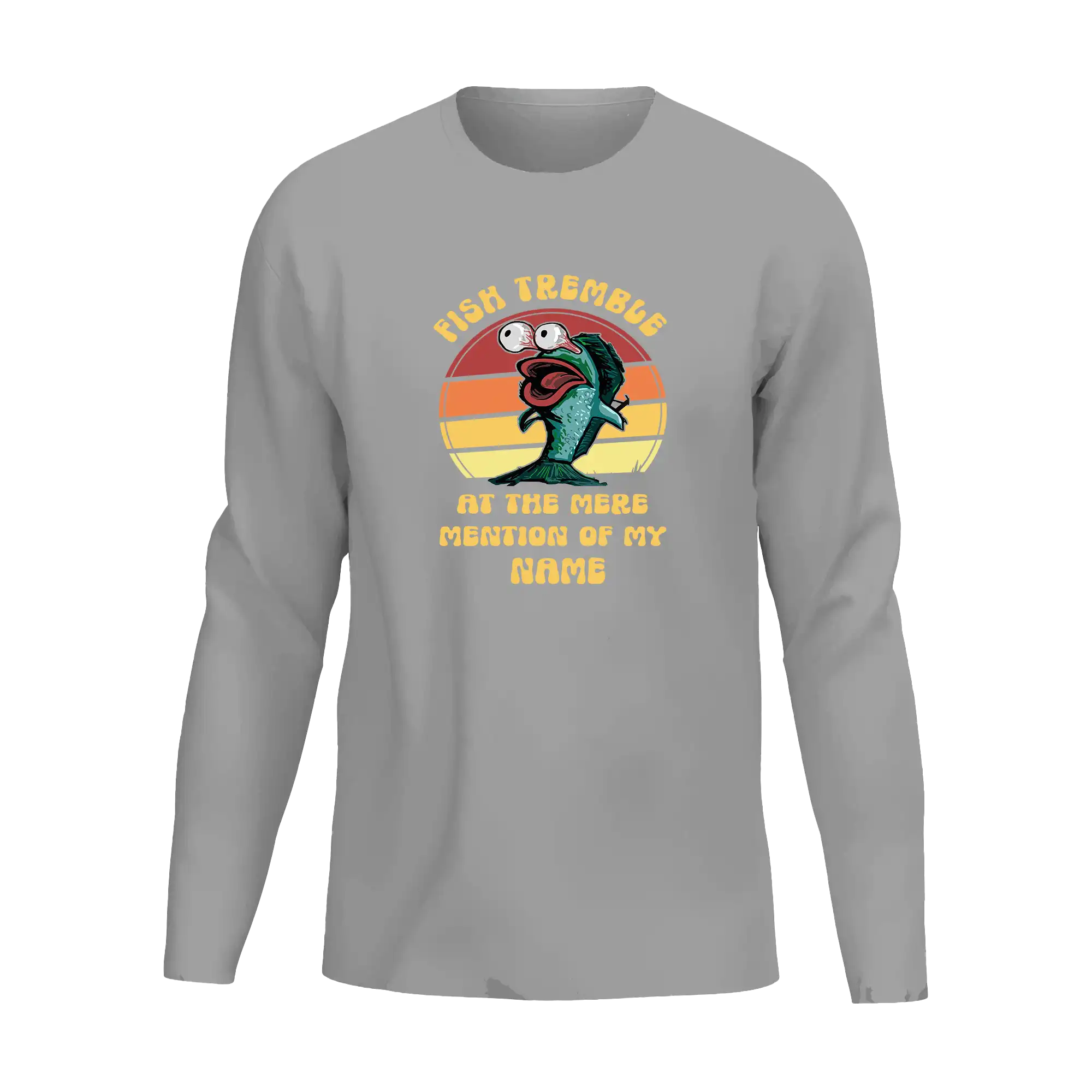 Fish Tremble Men Long Sleeve Shirt featuring a unique design, classic midweight fabric, and a semi-fitted silhouette.