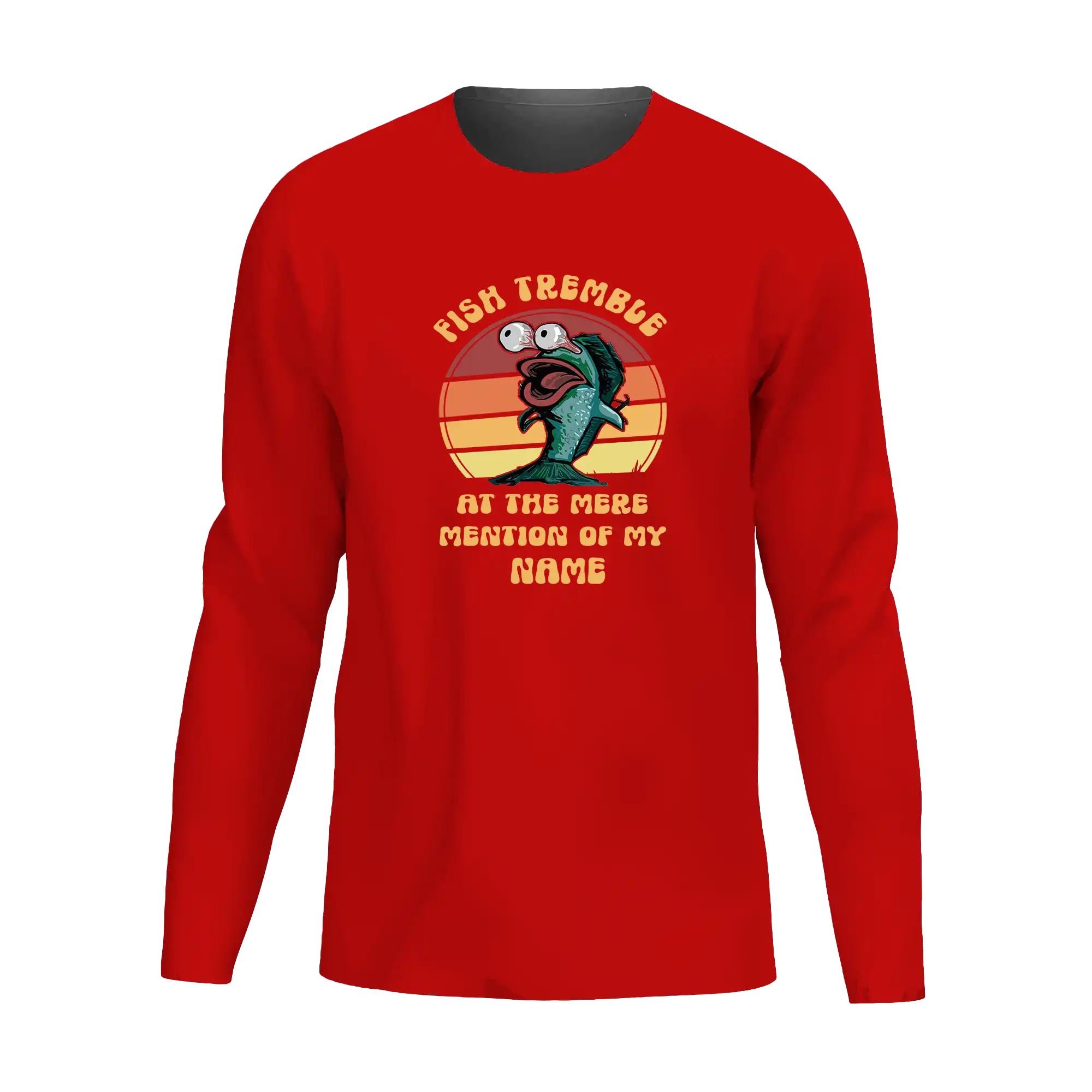 Fish Tremble Men Long Sleeve Shirt featuring a unique design, classic midweight fabric, and a semi-fitted silhouette.