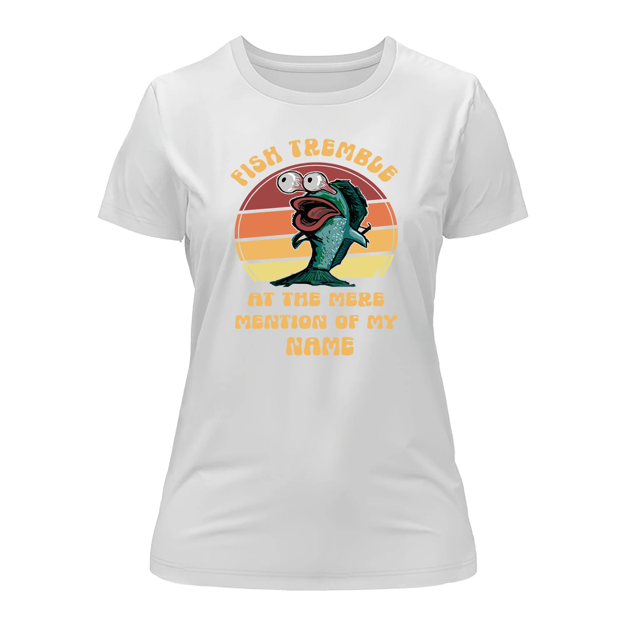 A stylish Fish Tremble T-Shirt for women featuring a unique design, made from soft Ringspun Cotton, perfect for casual wear.
