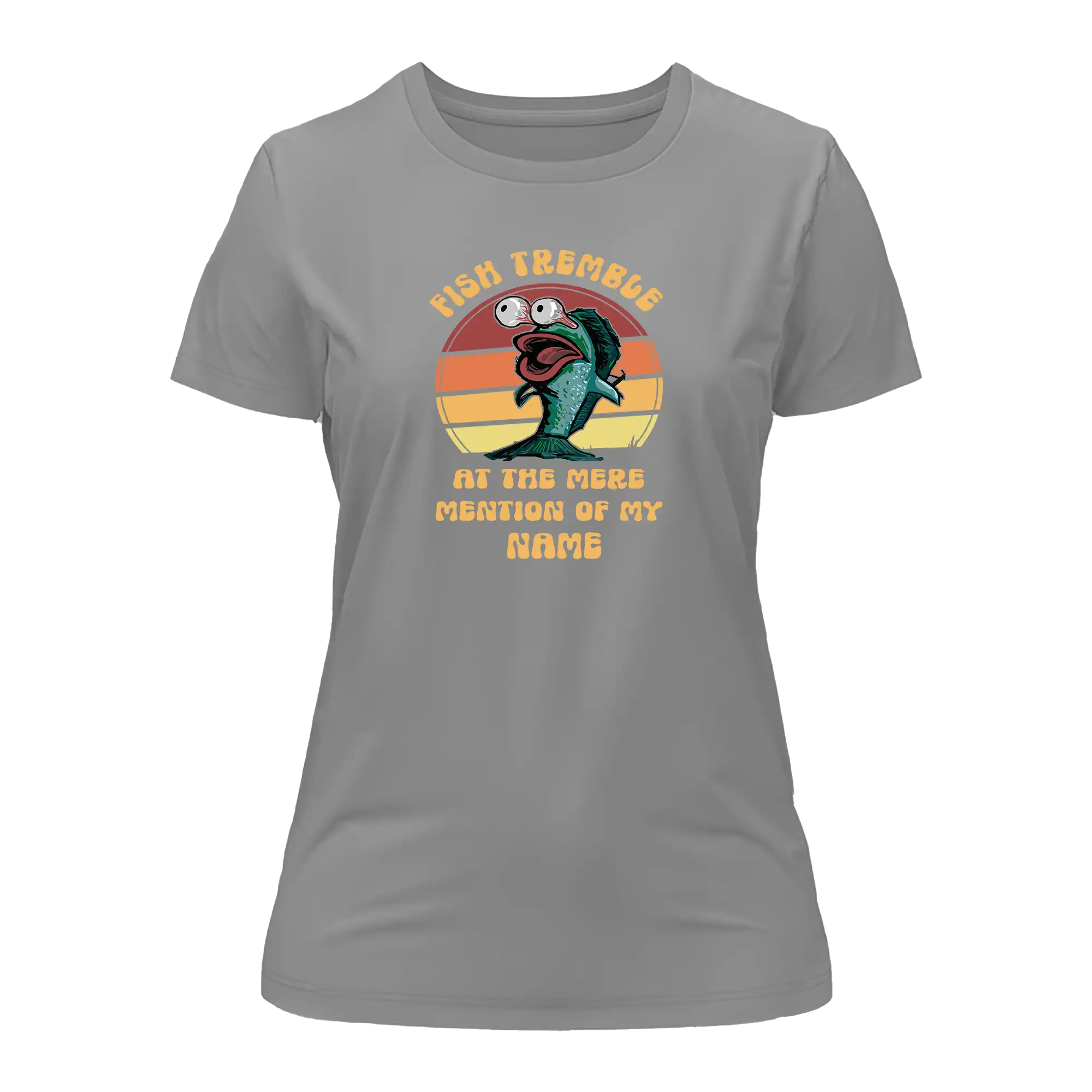 A stylish Fish Tremble T-Shirt for women featuring a unique design, made from soft Ringspun Cotton, perfect for casual wear.