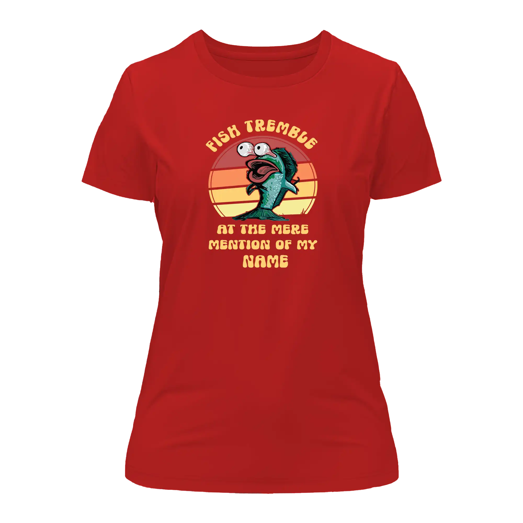 A stylish Fish Tremble T-Shirt for women featuring a unique design, made from soft Ringspun Cotton, perfect for casual wear.