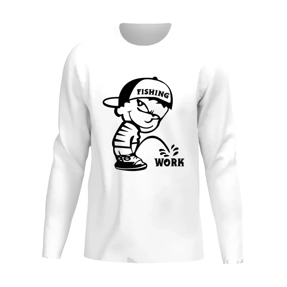 Fishing And Work Men Long Sleeve Shirt featuring a classic design, midweight fabric, and a semi-fitted silhouette, perfect for outdoor activities.