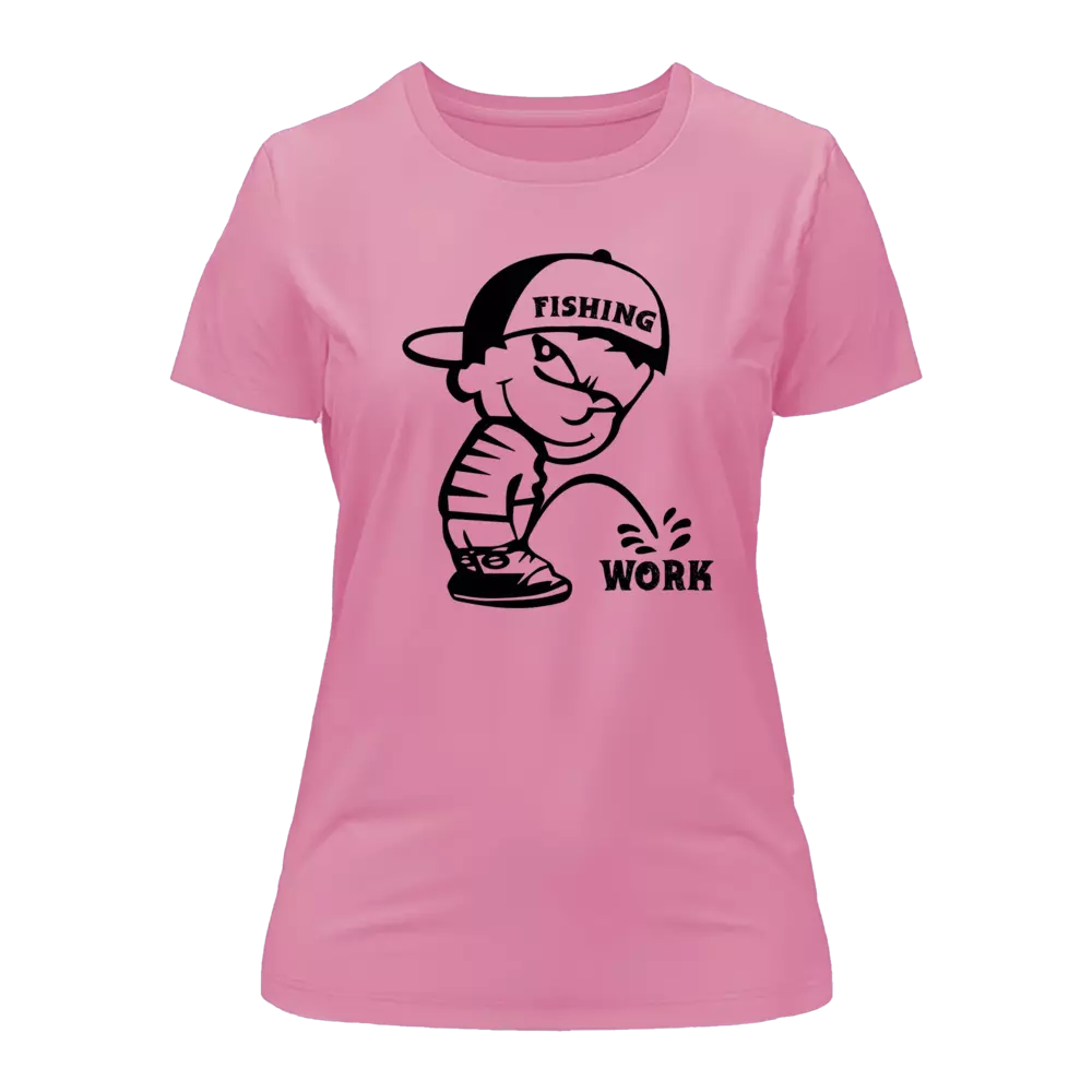 Fishing And Work T-Shirt for Women featuring a stylish design, made from soft ringspun cotton, perfect for casual outings.