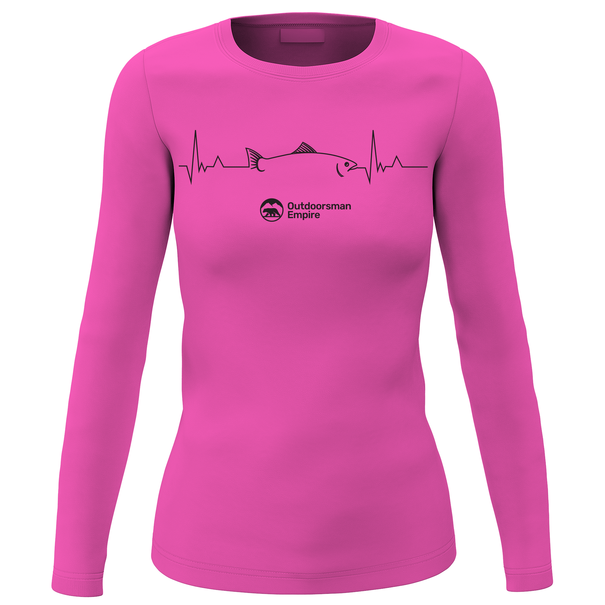 Fishing Cardiogram Women Long Sleeve Shirt featuring a stylish fishing-themed design, perfect for outdoor activities.