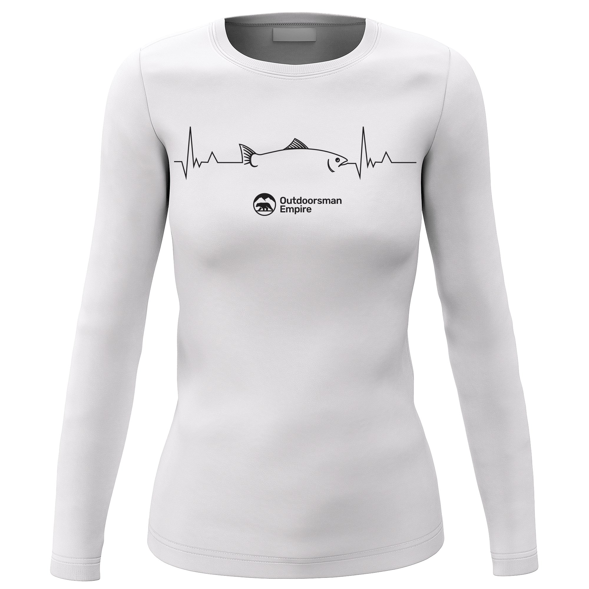 Fishing Cardiogram Women Long Sleeve Shirt featuring a stylish fishing-themed design, perfect for outdoor activities.