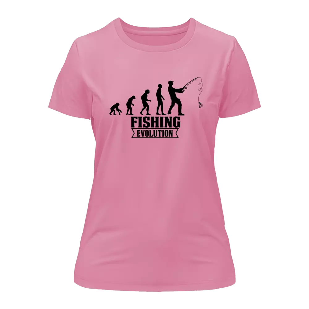 Fishing Evolution T-Shirt for Women featuring a unique fishing-themed design, made from soft ringspun cotton.