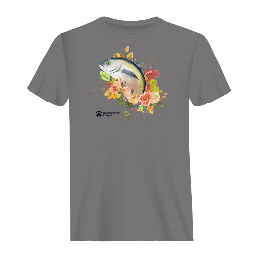 Fishing Flower Man T-Shirt featuring a soft, lightweight design in various colors, perfect for fishing enthusiasts.