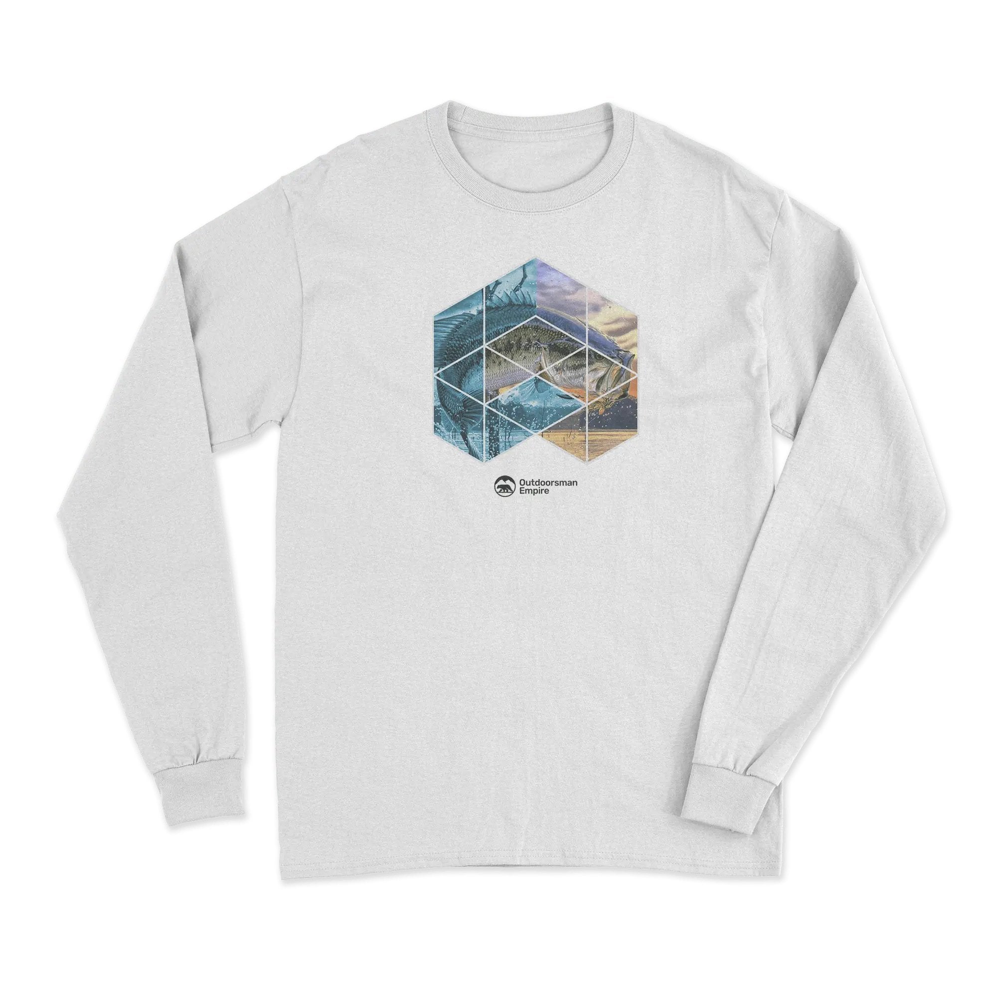 Fishing Geometry Long Sleeve T-Shirt featuring unique all-over print design, soft fabric, and modern fit.