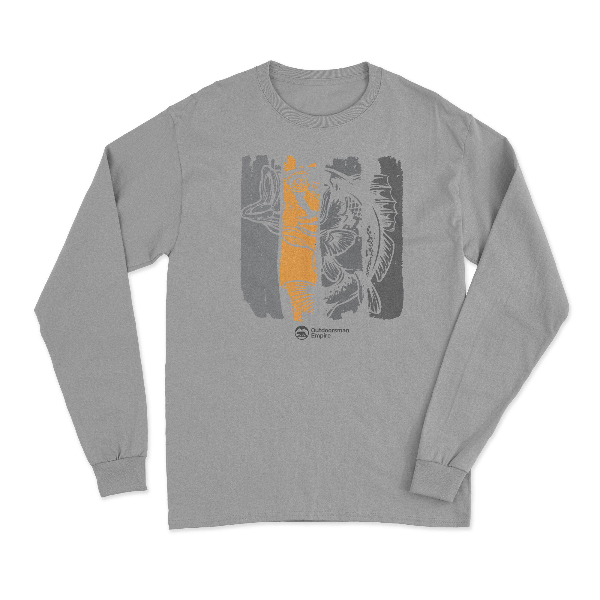Fishing Grunge Bars' Long Sleeve T-Shirt featuring a unique design, crafted from midweight fabric, perfect for fishing and casual outings.