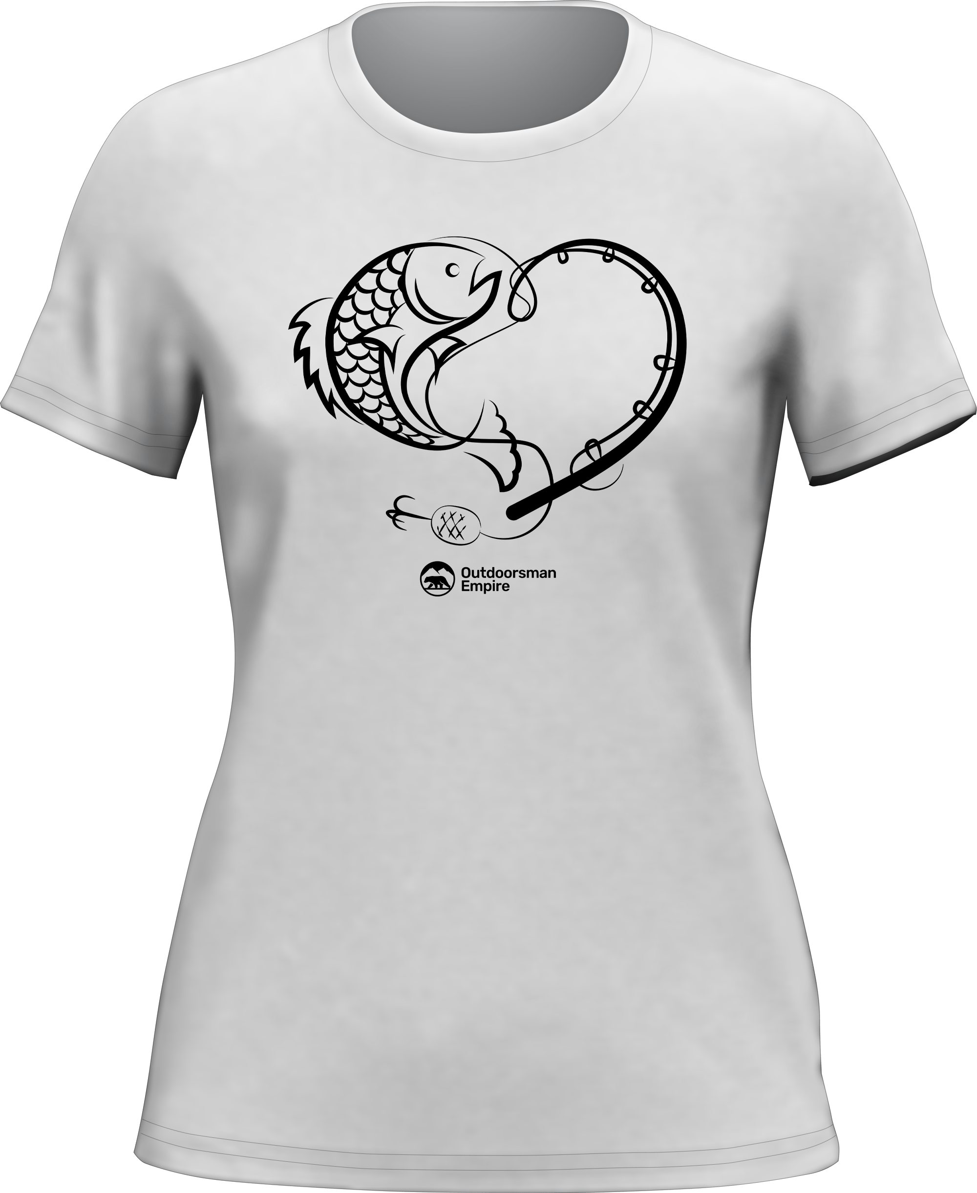 Fishing Heart T-Shirt for Women featuring a stylish fishing-themed design, made from soft Ringspun Cotton.