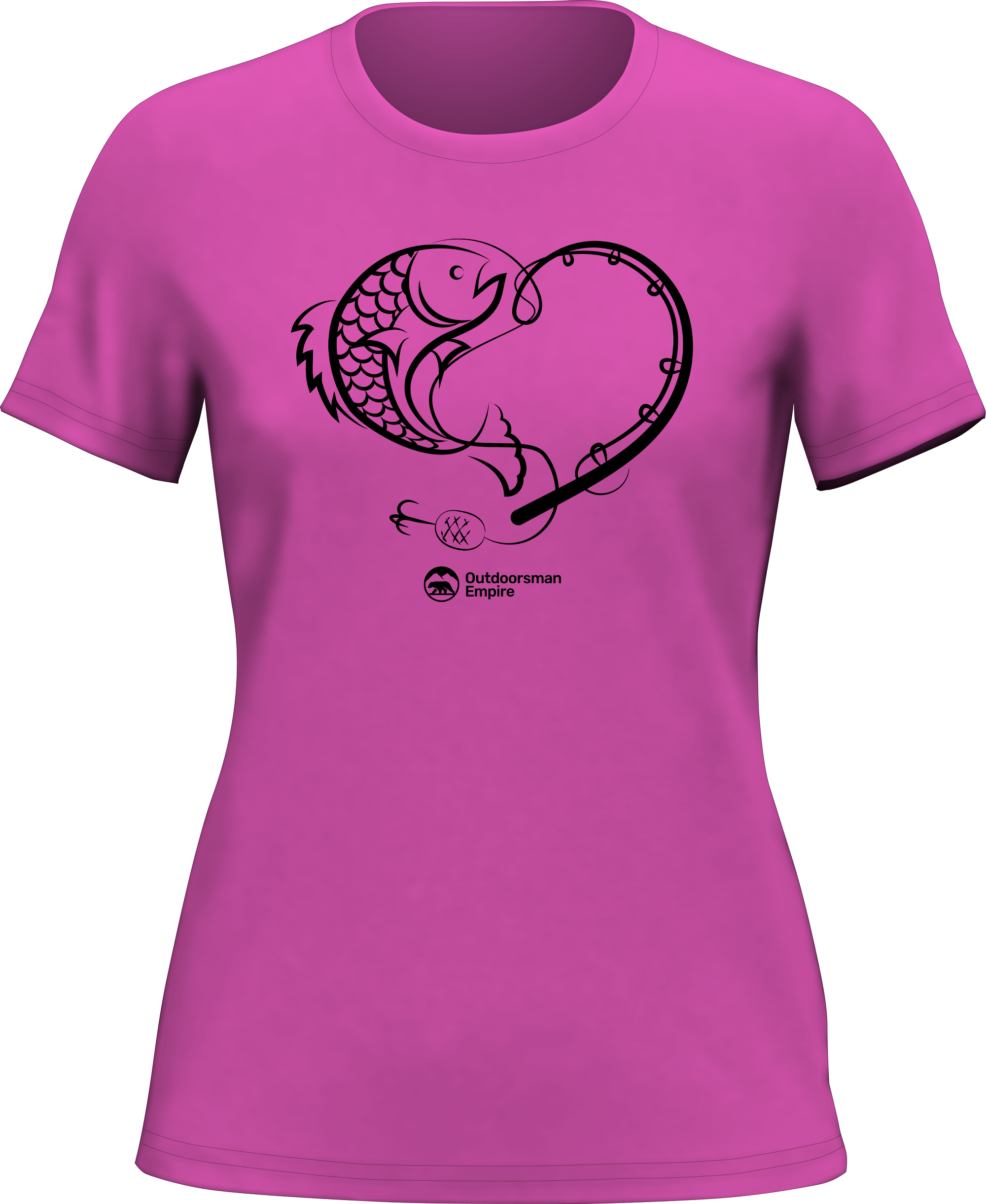 Fishing Heart T-Shirt for Women featuring a stylish fishing-themed design, made from soft Ringspun Cotton.