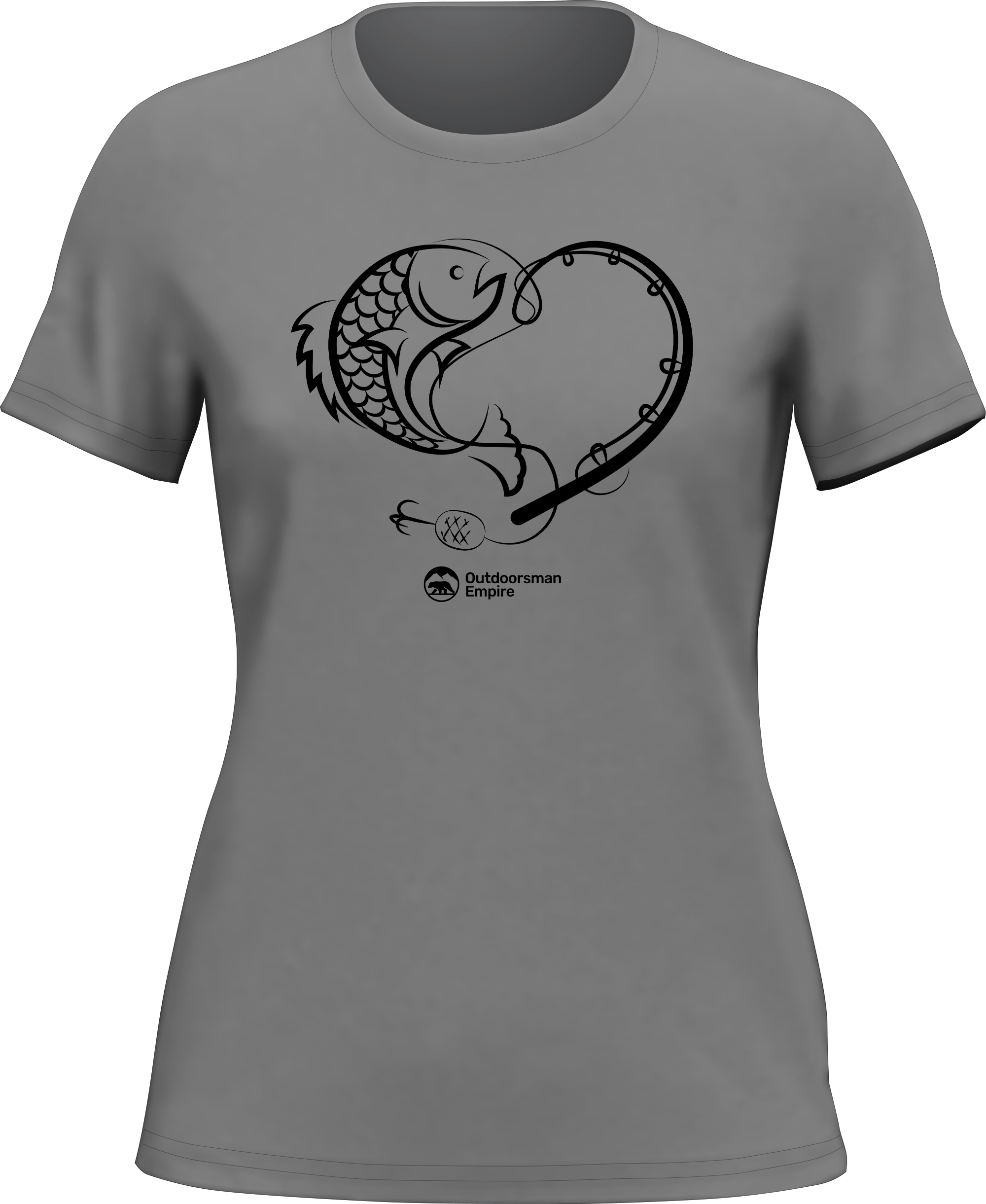 Fishing Heart T-Shirt for Women featuring a stylish fishing-themed design, made from soft Ringspun Cotton.