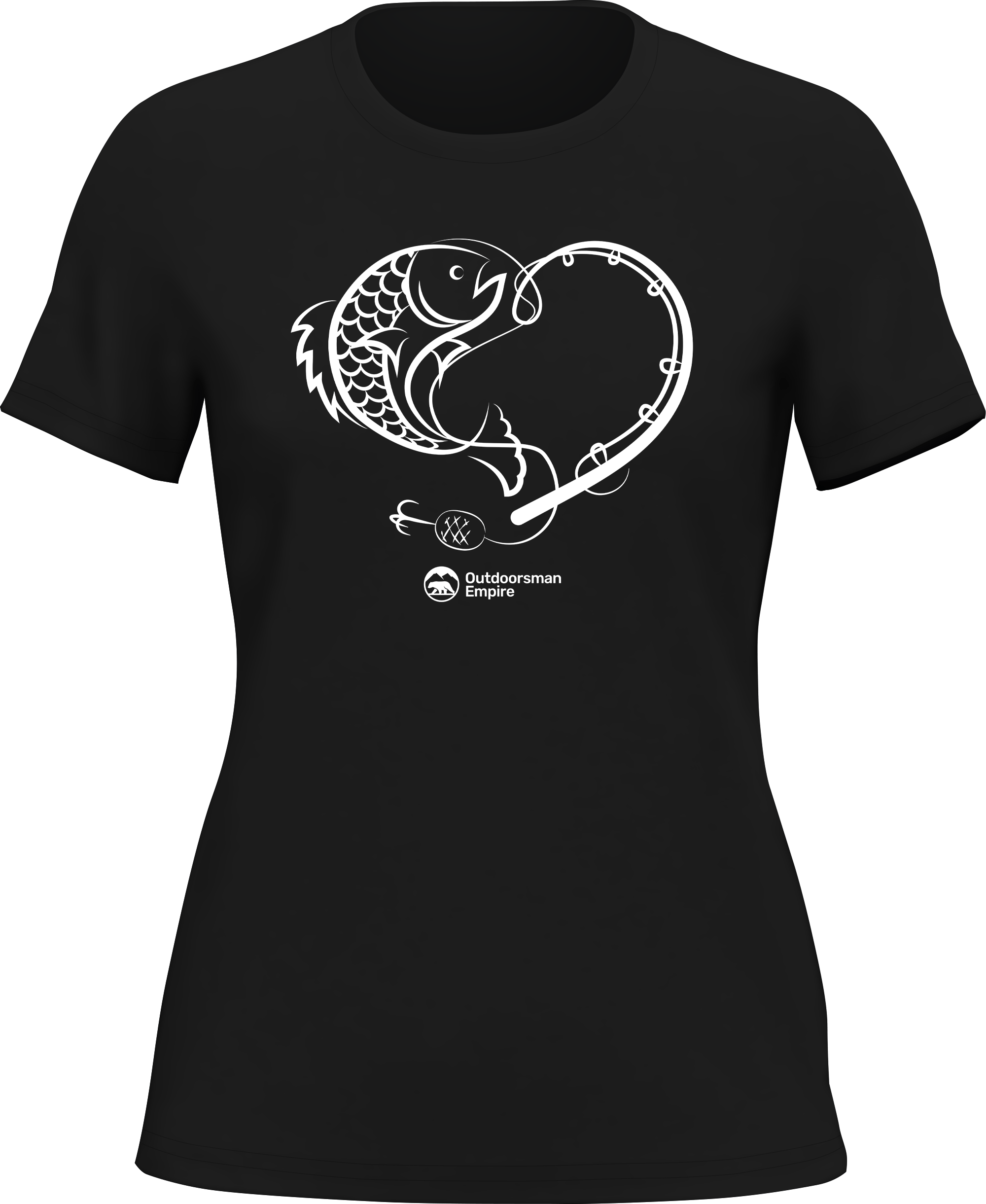 Fishing Heart T-Shirt for Women featuring a stylish fishing-themed design, made from soft Ringspun Cotton.